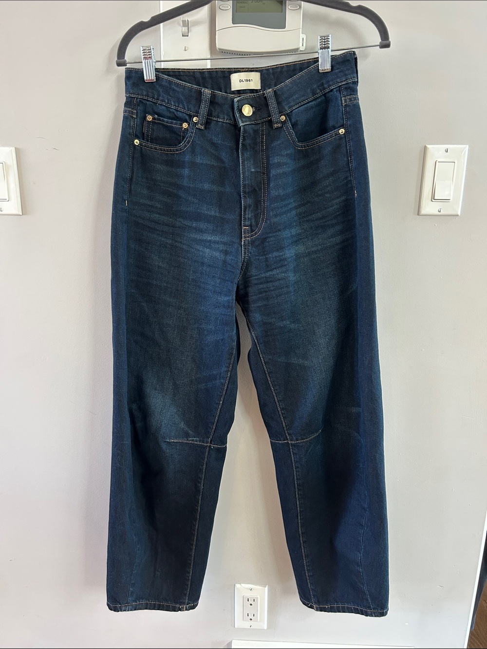 DL1961 Miro Battle Relaxed Straight Dark Blue Jeans - Picture 4 of 10